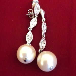 Nordstrom Faux Pearl/ Diamond Drop Earrings.